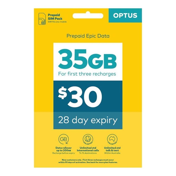 Optus $30 35GB Prepaid SIM Card Starter Kit | AUDITECH